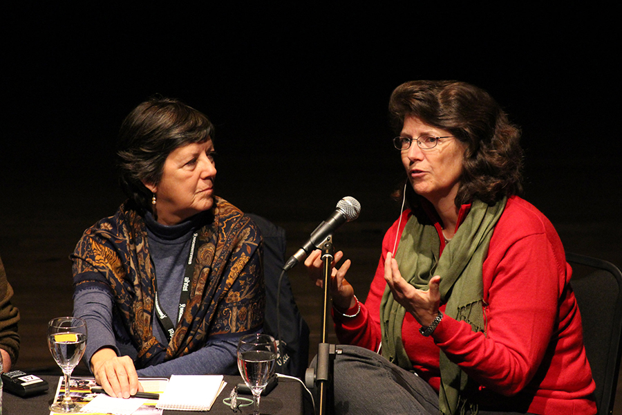 Patricia Boero y Jean Garner (Al Jazeera English) en el Workshop Dpcumental. // Foto: Eugenio Rodríguez.
