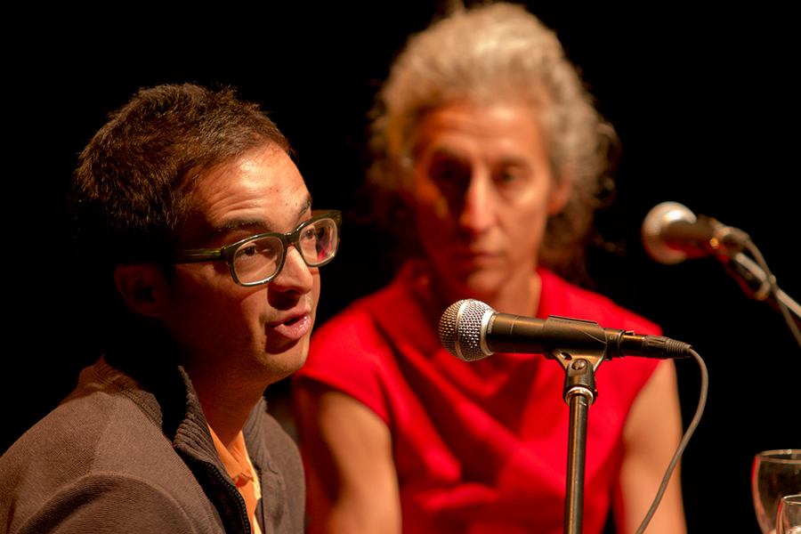 José Rodríguez (Tribeca) y Bruni Burres (Sundance) en el Workshop Documental. // Foto: Manuel Larrosa.